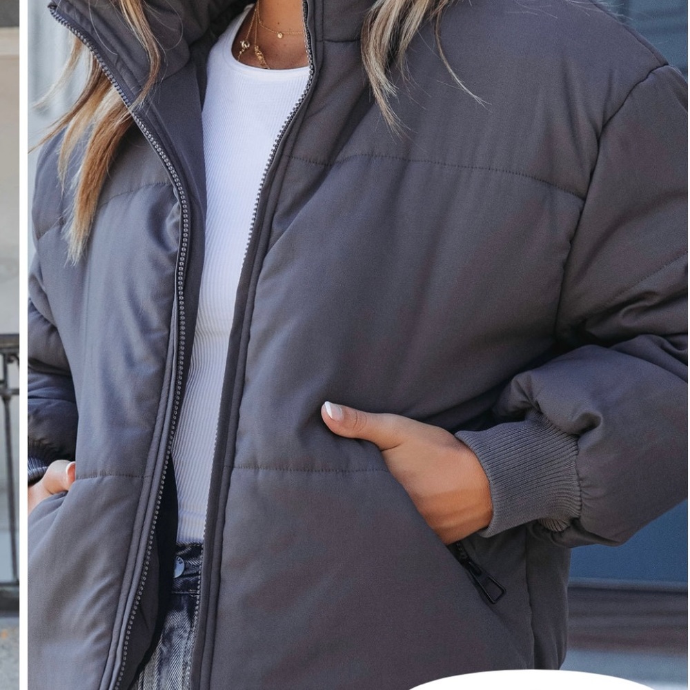 THOMAS POCKETED PUFFER JACKET - CHARCOAL - Picture 2 of 8